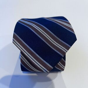 Homer Reed Ltd Necktie Mens Blue Bronze Stripes Vintage Designer Tie 57L‎ 3.5W